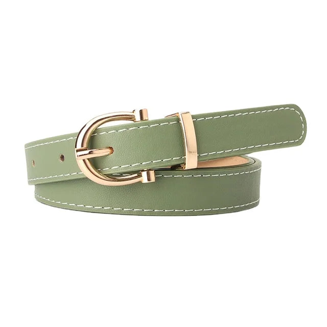 PU Leather Simple Metal Buckle Belt