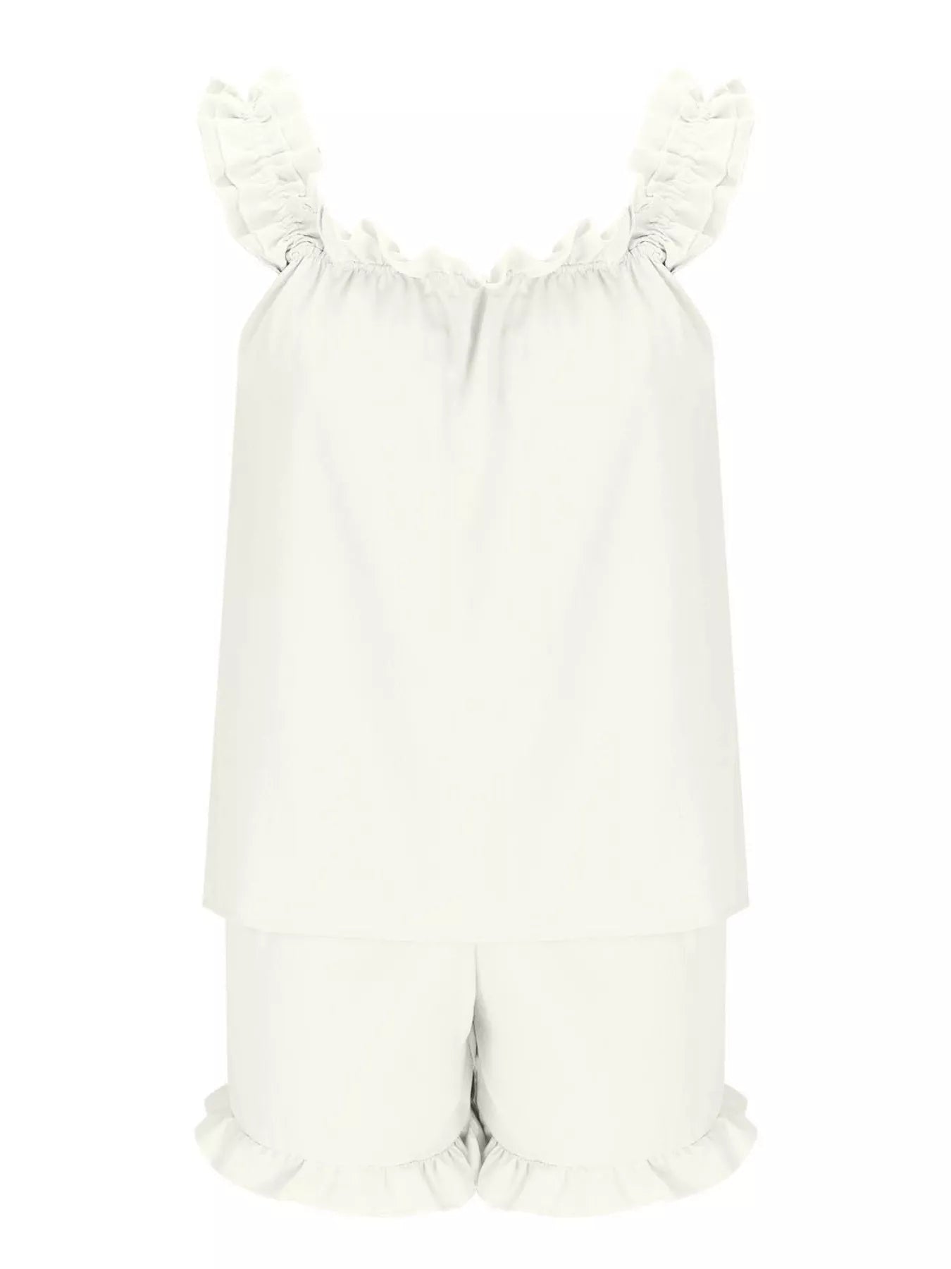 Ruffle Trim Sleeveless Top and Shorts Set- Shopimist- {{Product type}}
