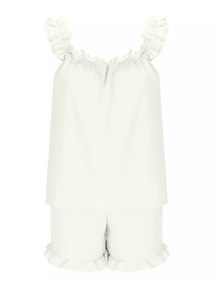 Ruffle Trim Sleeveless Top and Shorts Set- Shopimist- {{Product type}}