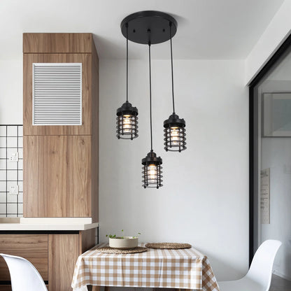 Dining Table Farmhouse Metal Cage Pendant Light