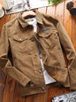 Men's Plus Size Button Up Long Sleeve Jacket - Khaki -
