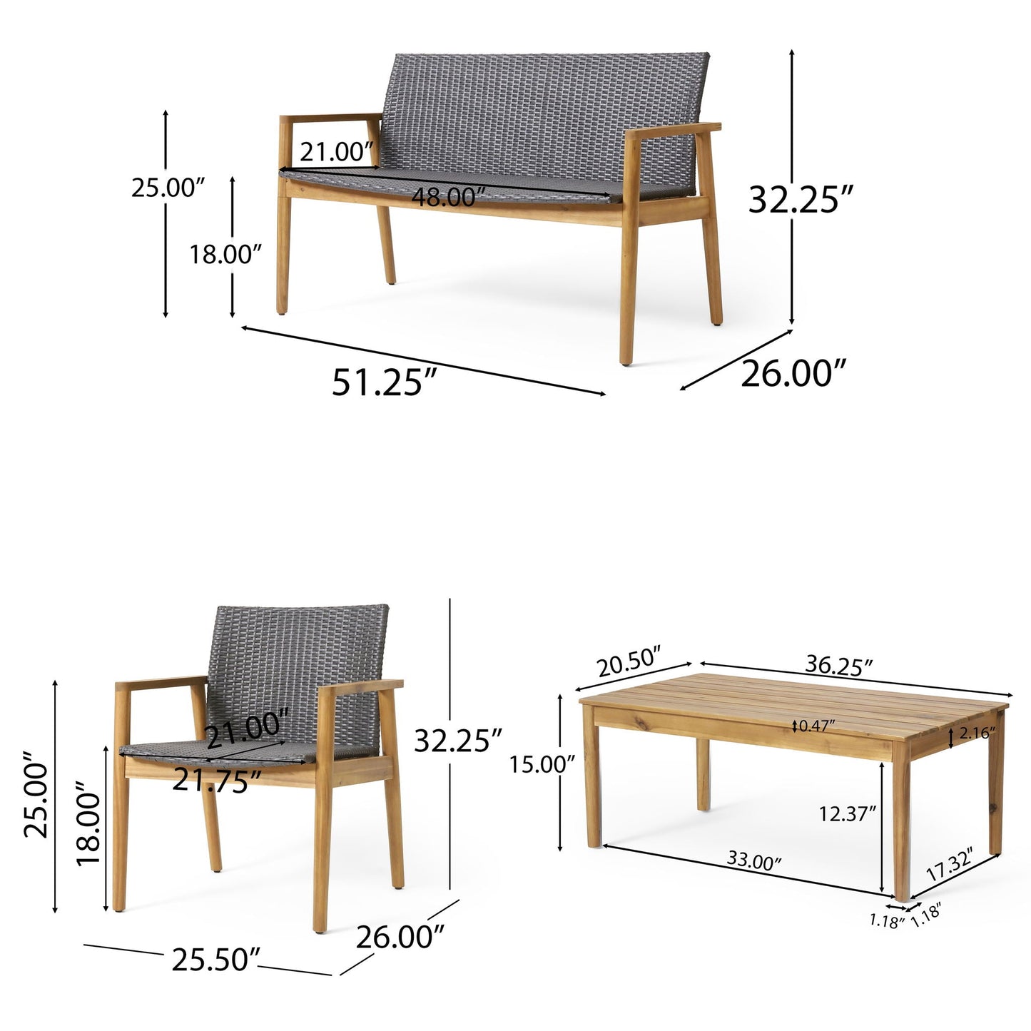 Bryan - Chat Set Outdoor Furniture Frame - Teak- Unique Piece Furniture- {{Product type}}