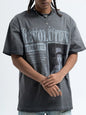 Men's Letter Graphic Oversized T-Shirt - Gray -