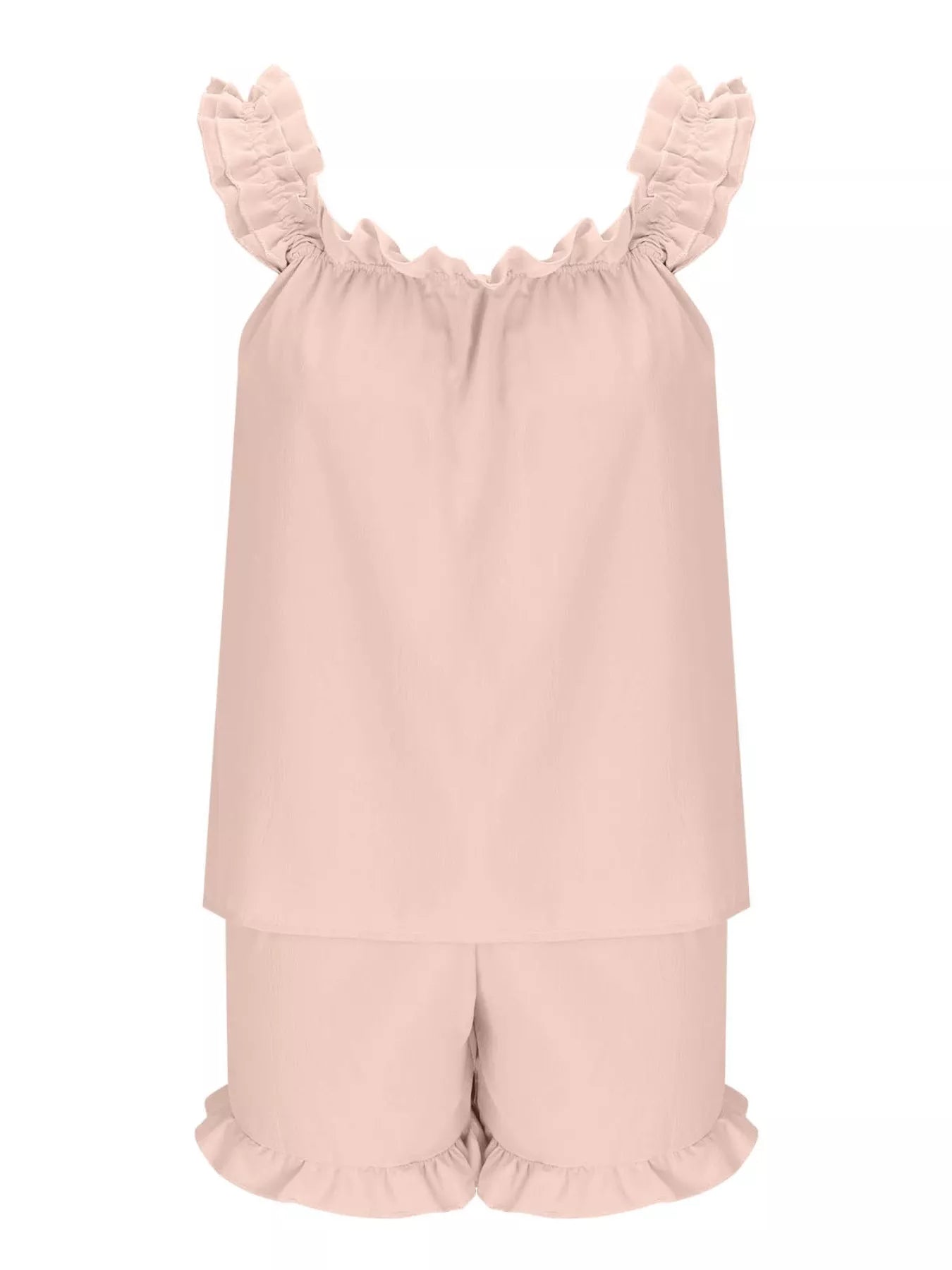 Ruffle Trim Sleeveless Top and Shorts Set- Shopimist- {{Product type}}