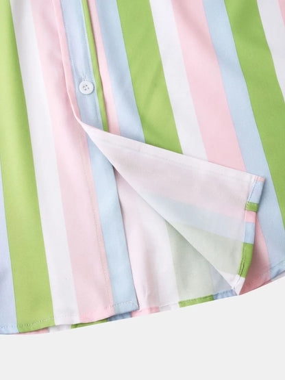 Men's Striped Collared Neck Shirt - -