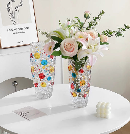 Simple Colorful Creative Glass Vase Table Decorations Ornaments - - vases