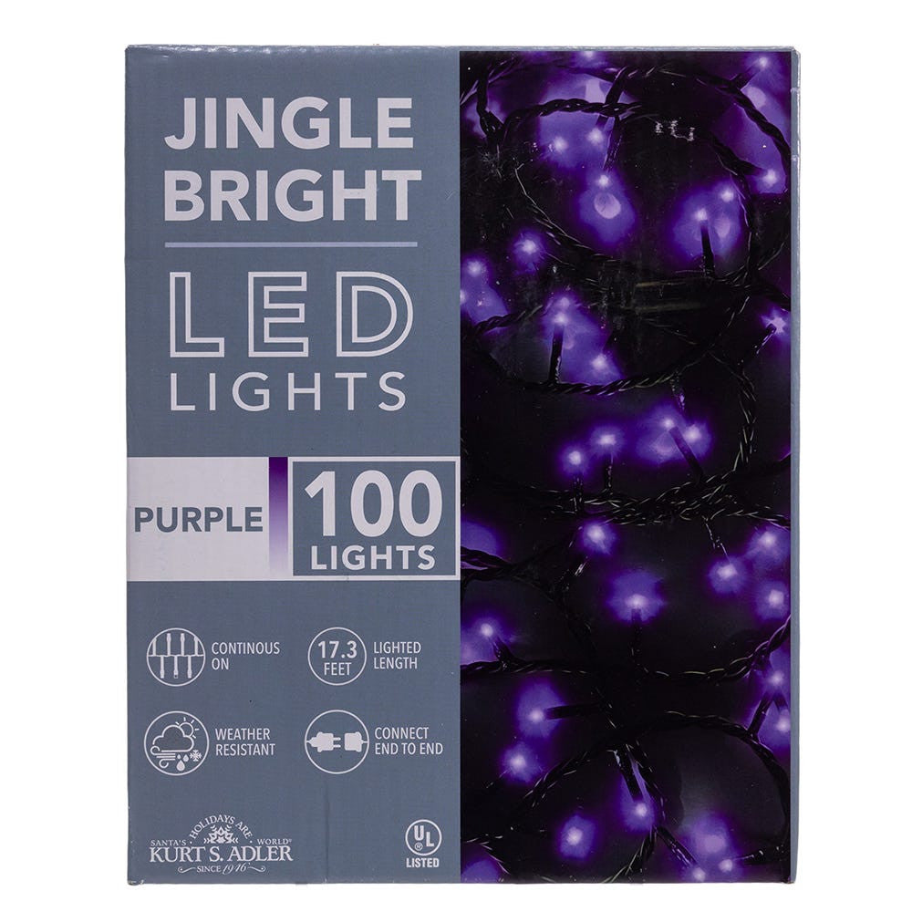 Jingle Bright 100 LED Light Set - Purple - Green Wire - Default Title - Christmas >> Lighting