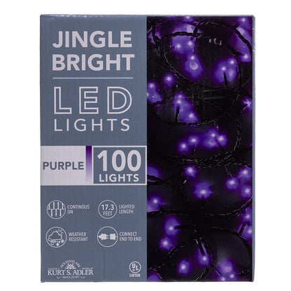 Jingle Bright 100 LED Light Set - Purple - Green Wire - Default Title - Christmas >> Lighting