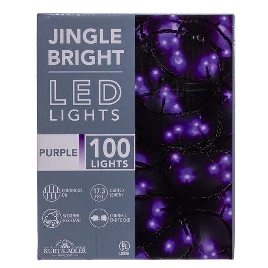 Jingle Bright 100 LED Light Set - Purple - Green Wire - Default Title - Christmas >> Lighting
