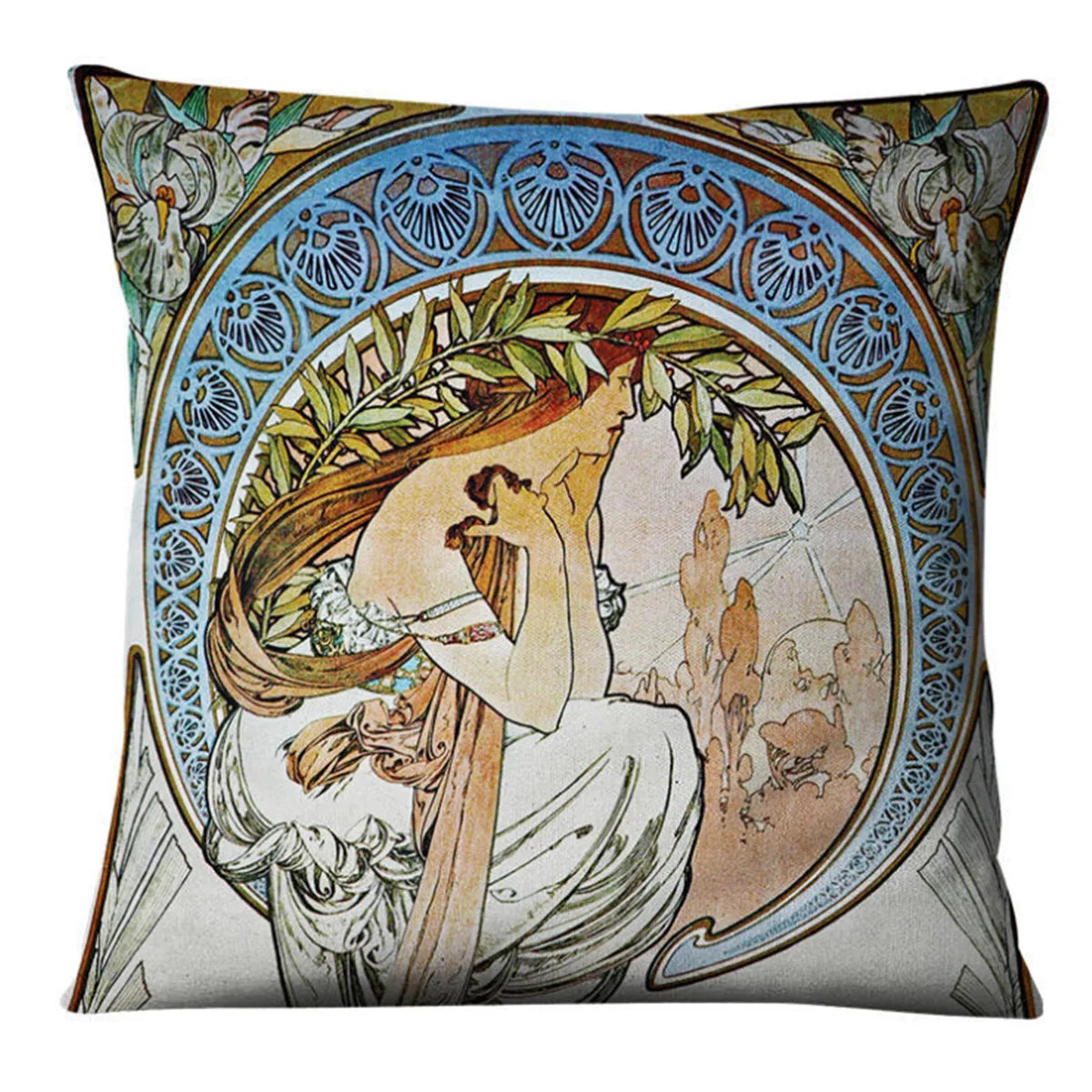 Vintage Art Nouveau Cushion Cover Linen Throw Cushion Pillow