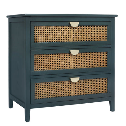 3 Drawer Cabinet, Natural Rattan, American Furniture- Unique Piece Furniture- {{Product type}}