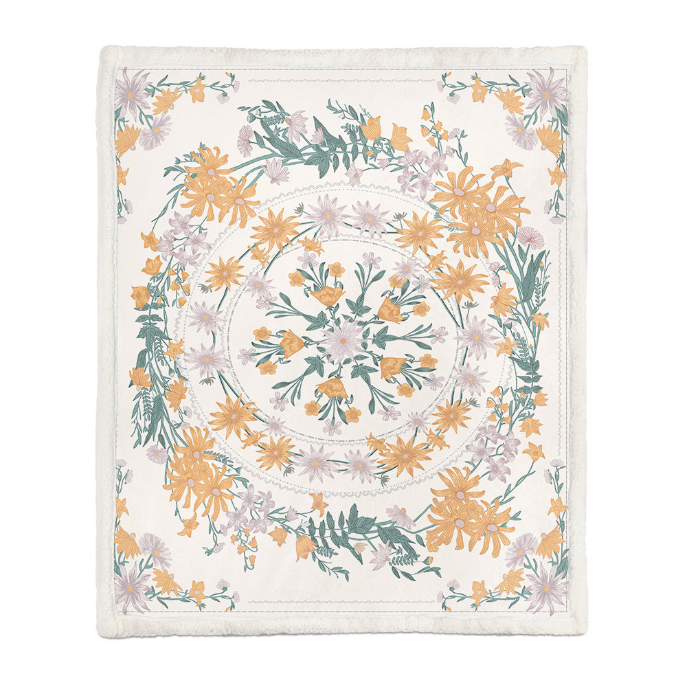 Chinese Floral Flannel Blanket – Soft Printed Throw in Multiple Sizes - 8 Style - Blankets