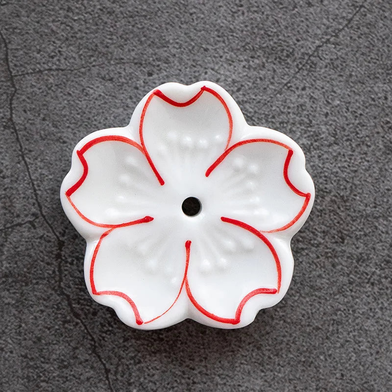 Cherry Blossom Incense Burner Home Ceramic Decor Stick Holder Aromatherapy