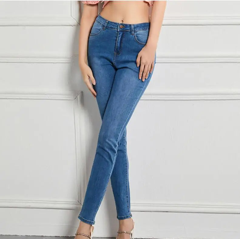 Women High Waist Soft Cotton Denim Jeans