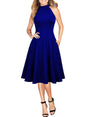 WOOSEA Womens Royal Blue Halter Cocktail Dress with Pockets - Royal Blue Large - dress