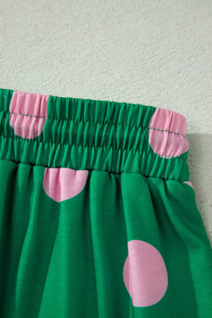 Polka Dot Print V Neck Tee Short Set- Shopimist- {{Product type}}