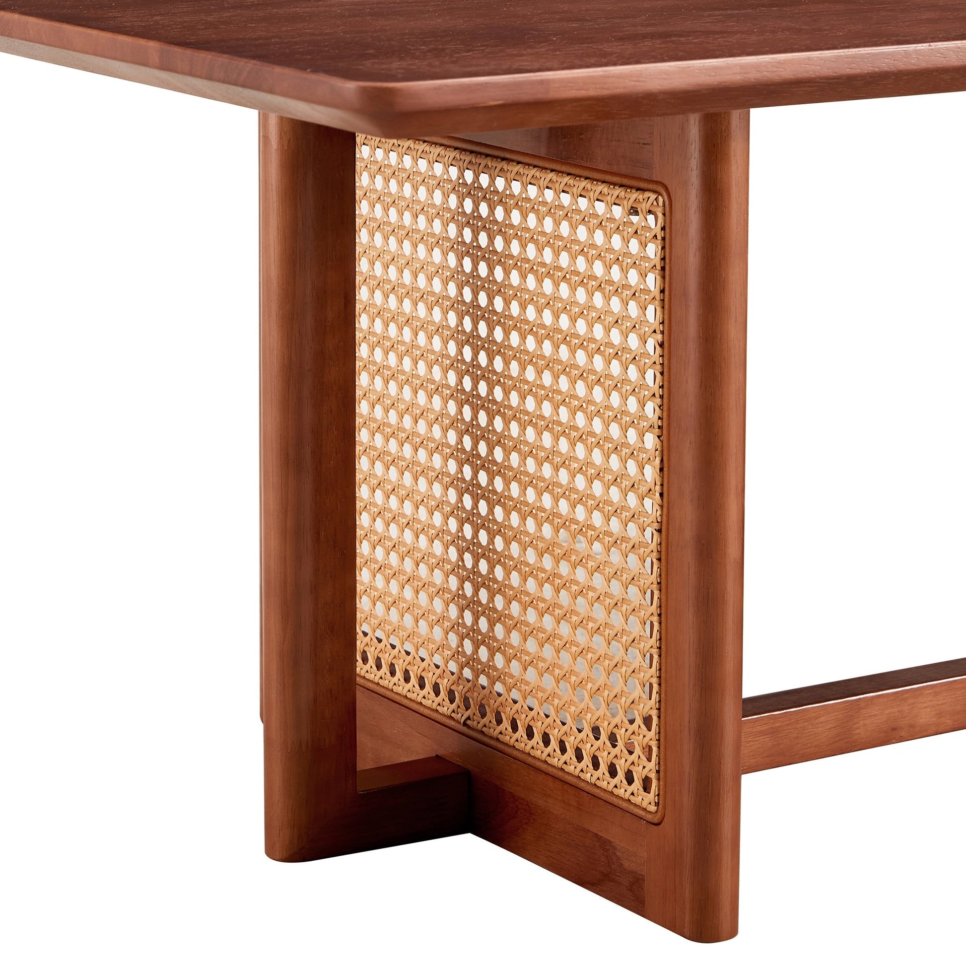 Chinese Style Imitation Rattan Tea Table Walnut Color - - Furniture