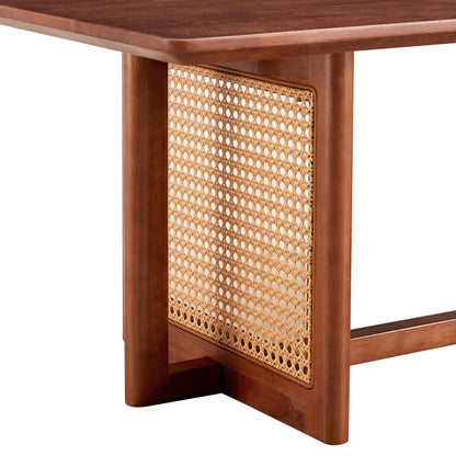 Chinese Style Imitation Rattan Tea Table Walnut Color - - Furniture