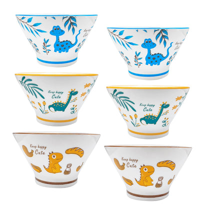 DinoDelight 6PC Ceramic Bowl Set 15 oz - Style-Little Dinosaur 6PC-Little Dinosaur - bowls