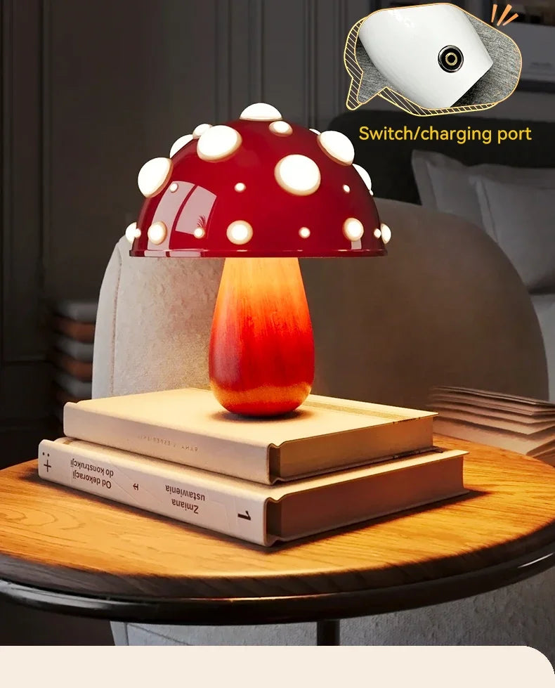 Large and Small Matsutake Decorative Mushroom Lamps