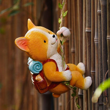 Enchanted Garden Climbers Featuring Squirrels - Climbing Corgi - yard decoration