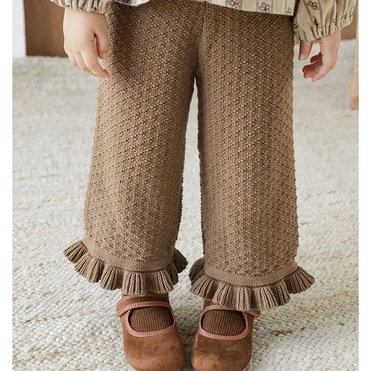 Girls Knitted Pants Wide Leg