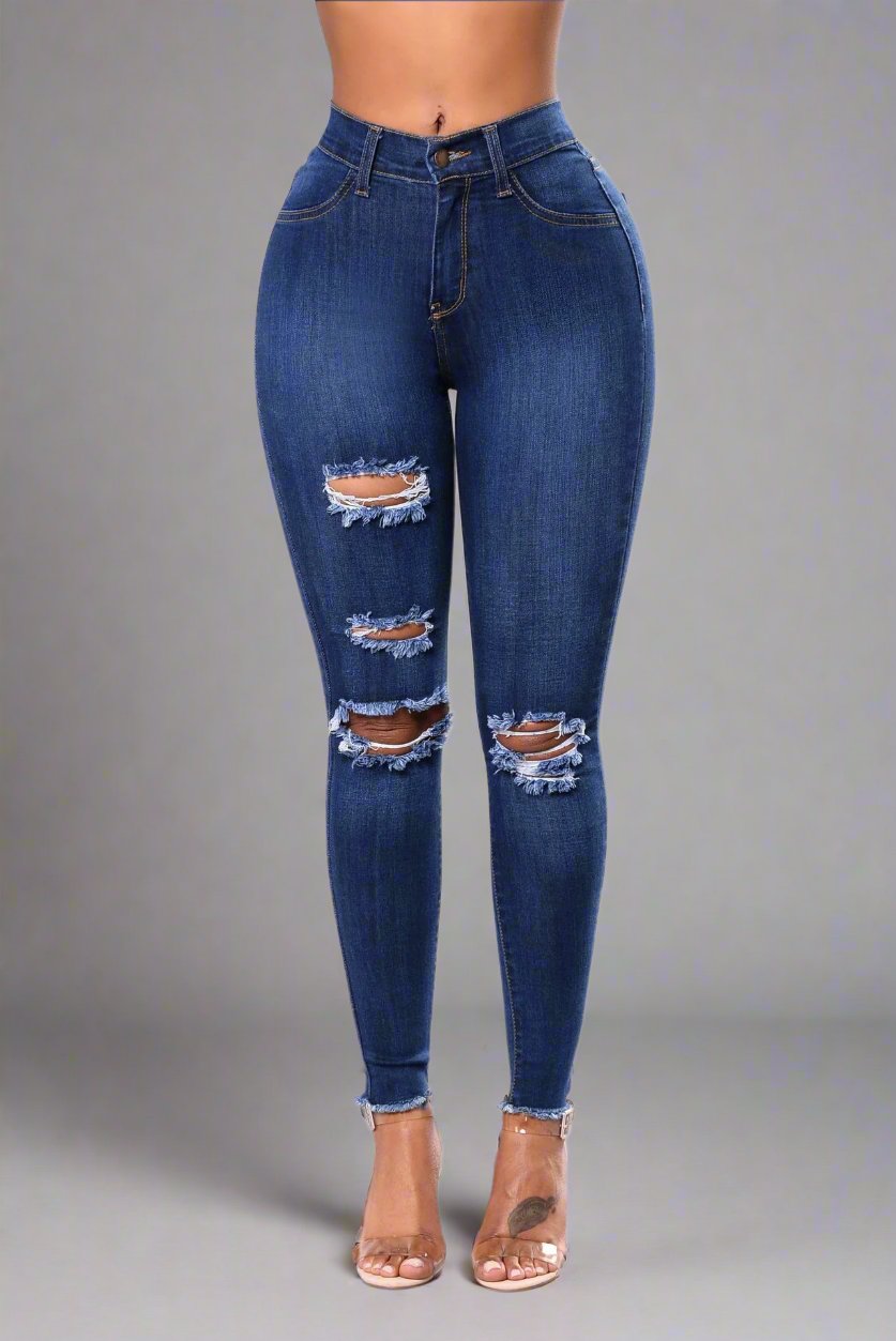 Ripped Jeans Women Denim Jeans Casual Pencil Pants