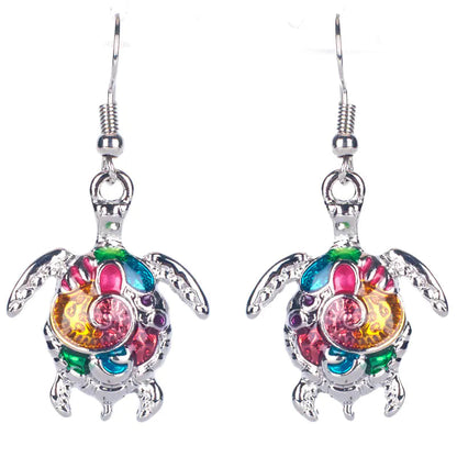 Fashion Rainbow Turtle Necklace Set with Punk Earrings Kia Day Design