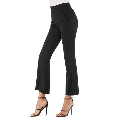 Womens Side Pockets Black Casual Pants