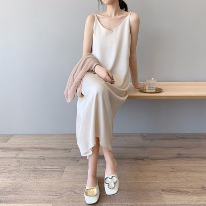 Silk Chiffon Vintage Long Dress with Spaghetti Straps - - dress