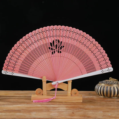 New Chinese Super Fairy Lotus Small Fan Hanfu Qipao Women's Hollow Fan Wedding Photography Props Folding Fan - - Fans