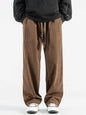 Men's Plus Size Casual Drawstring Wide Leg Pants - Coffee -