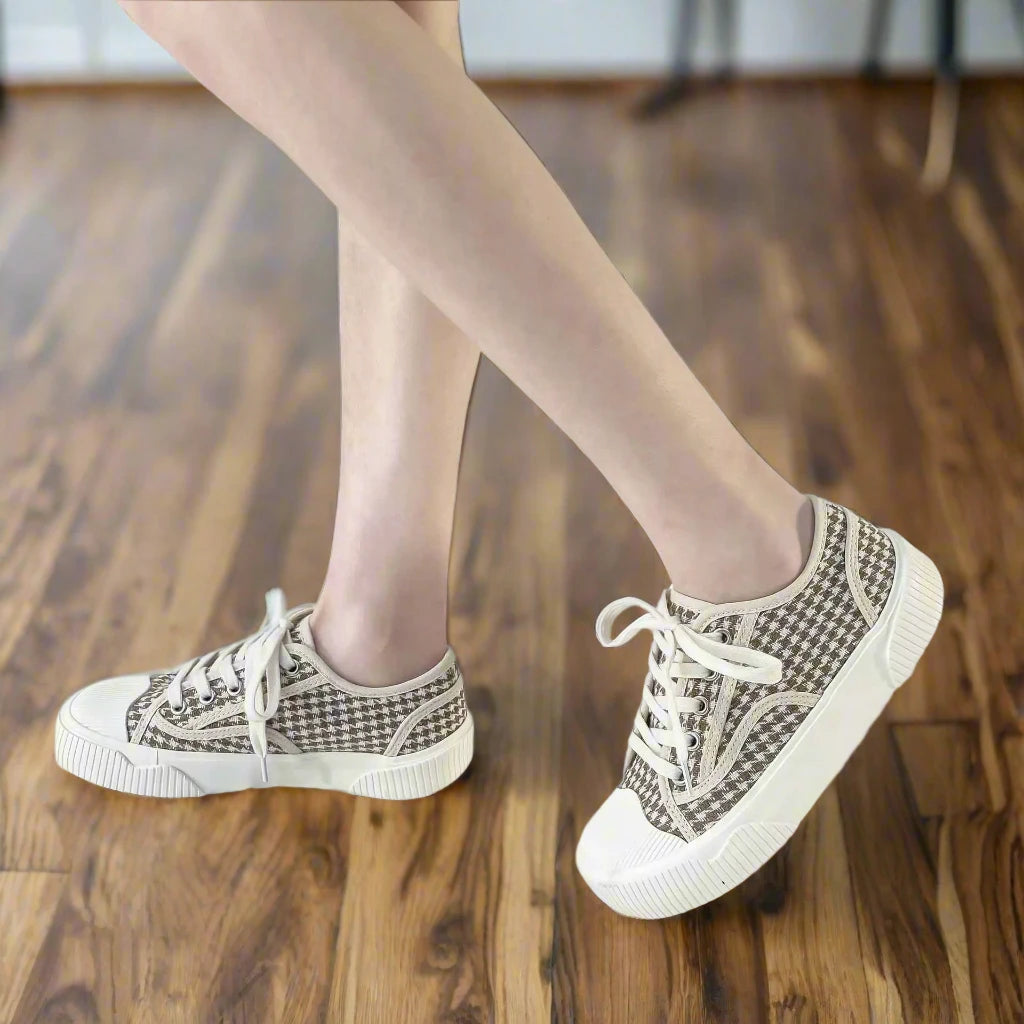 Cookie Canvas Shoes Female Check Cloth Shoes