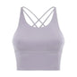 Comfort Full Support Padded Wire Free Cross Back Yoga Sports Bra Seamless Lavender