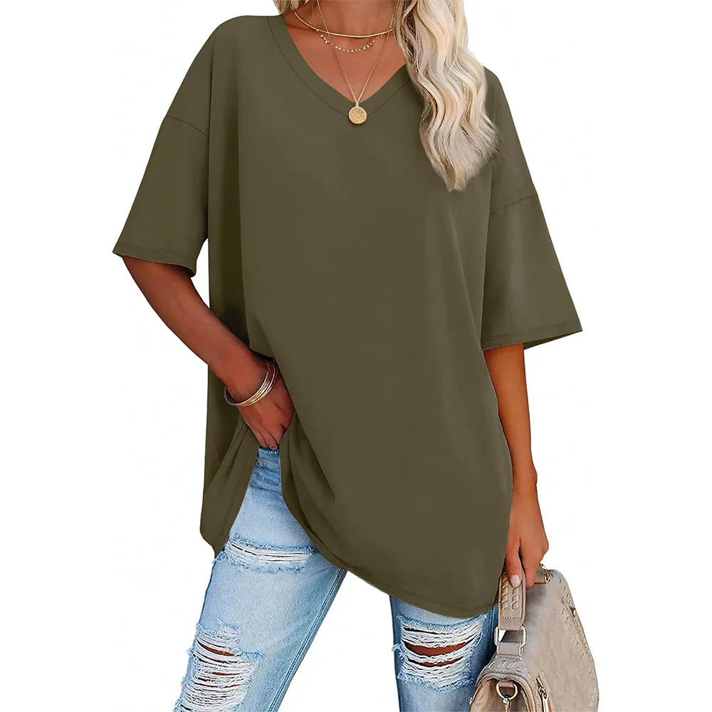 Solid Casual Loose Blouses Women's Shirt