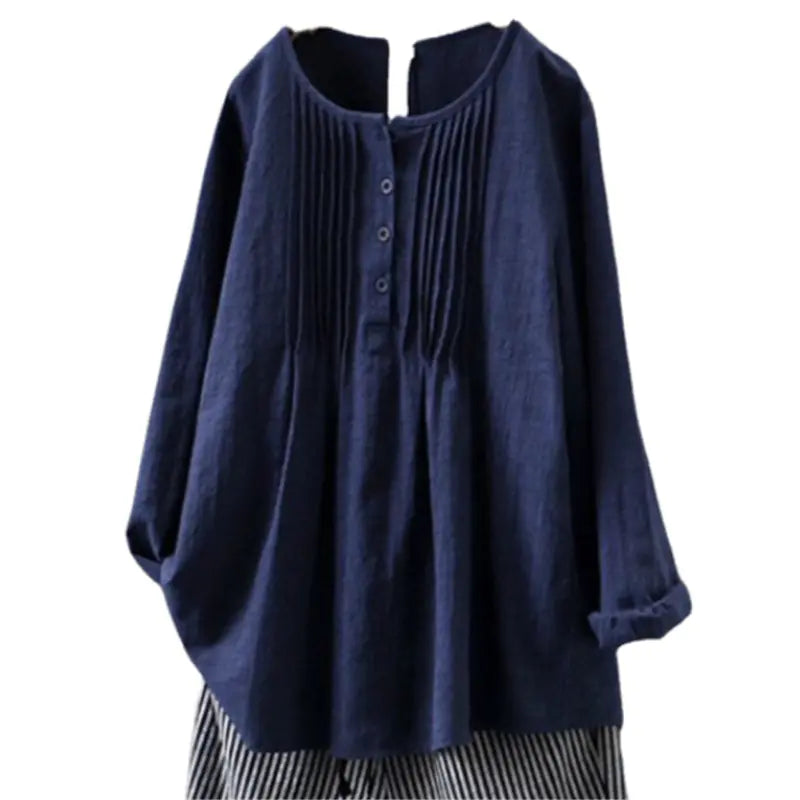 Vintage Style Solid Cotton Linen Top - Kia Day Design