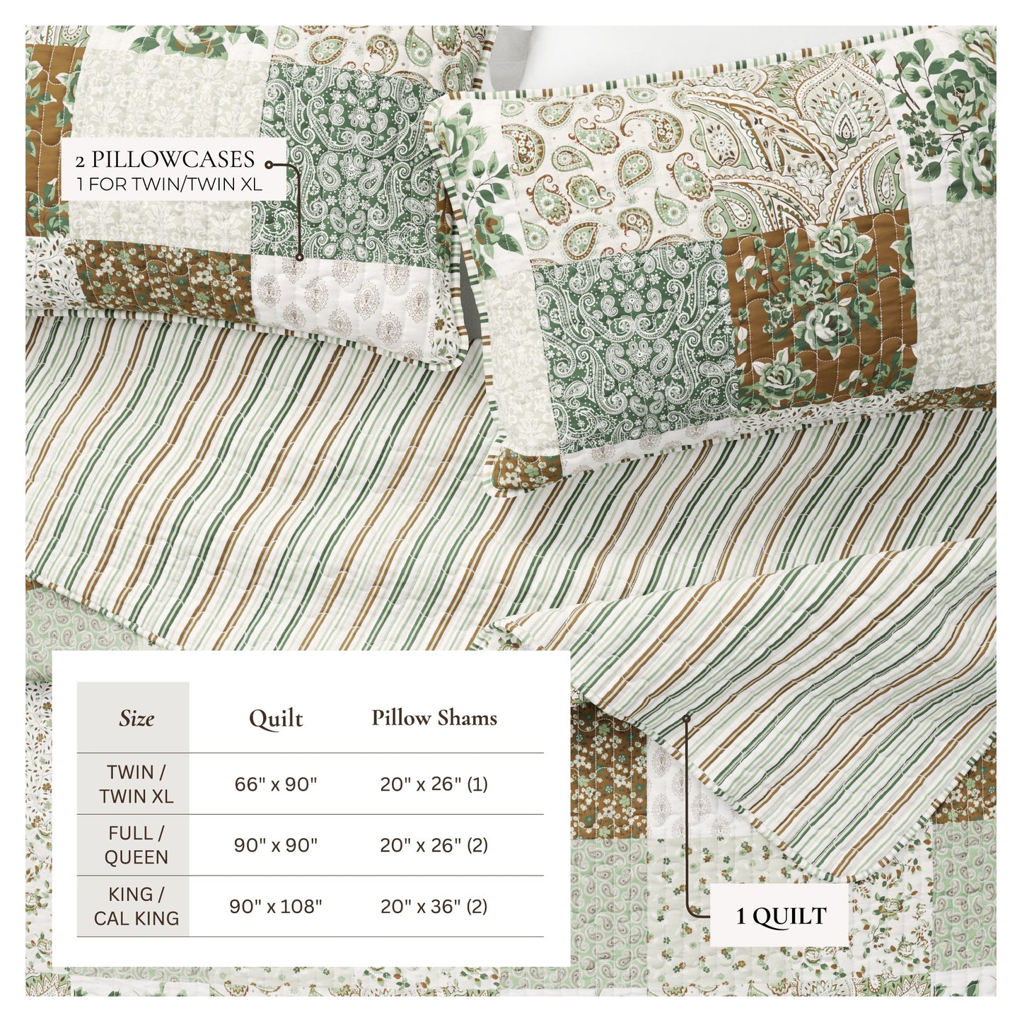 Floral Patchwork Quilt Set - Damia Collection - - Quilts & Comforters