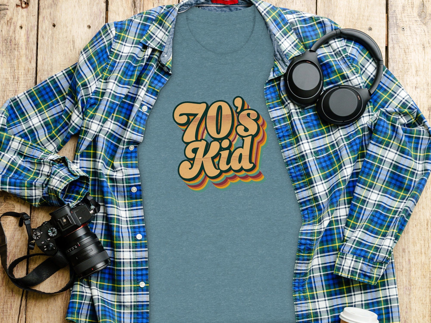 Retro Style 70s Kid With Colorful Layers T-Shirt- Cloud 16 Clothing Co.- {{Product type}}