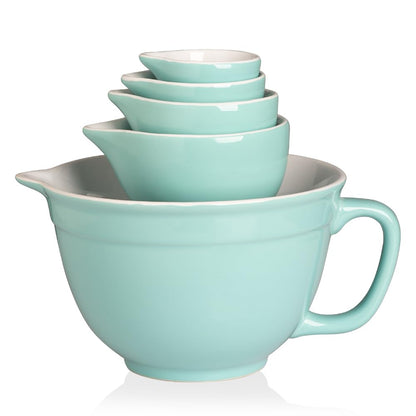 Sweejar 5-Piece Precision Scale Mixing Bowls - Ceramic Turquoise - Turquoise Pack of 5 - bowls