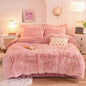 Rainbow Color Velvet Fluffy Plush Soft Bedding Bed Warm for Girl Sheet Set 4