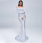 Starlit Sequin Feather Gown - white XL - dress