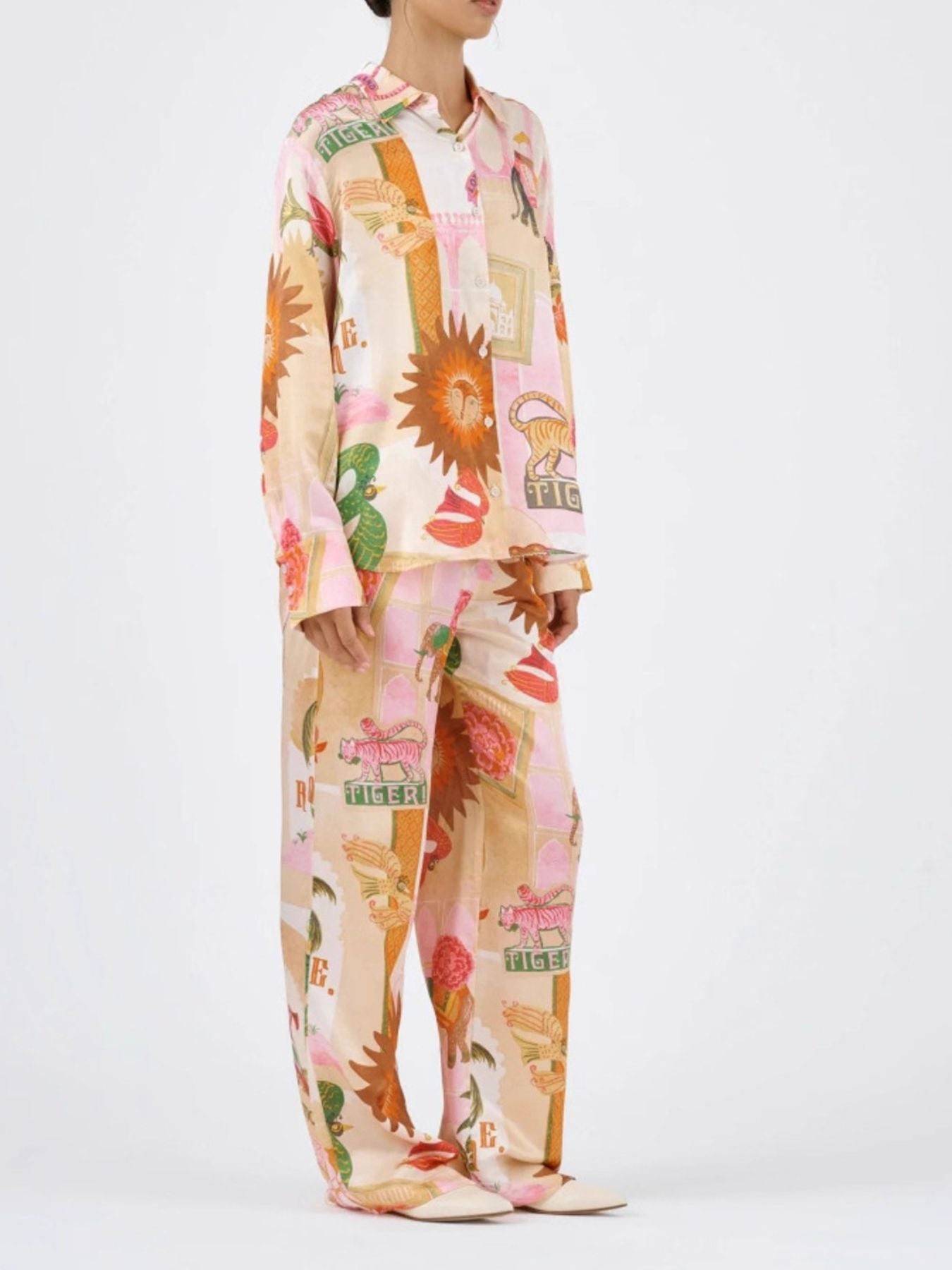 Animal Print Button Up Shirt and Pants Set- Shopimist- {{Product type}}