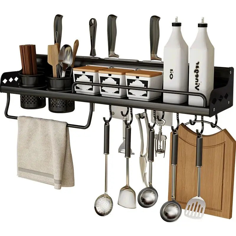 Punch-Free Kitchen Shelf Wall-Mounted Multi-Functional Storage Rack