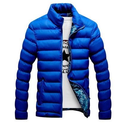Mens Winter Coat with Standing Collar and Down Filling - - coat