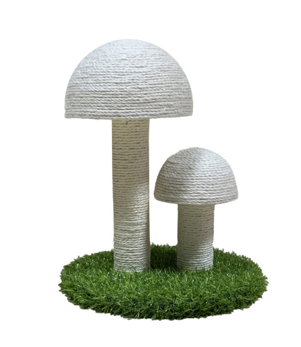 Mushroom Shaped Cat Scratching Posts - White 1 Set - cat scratcher