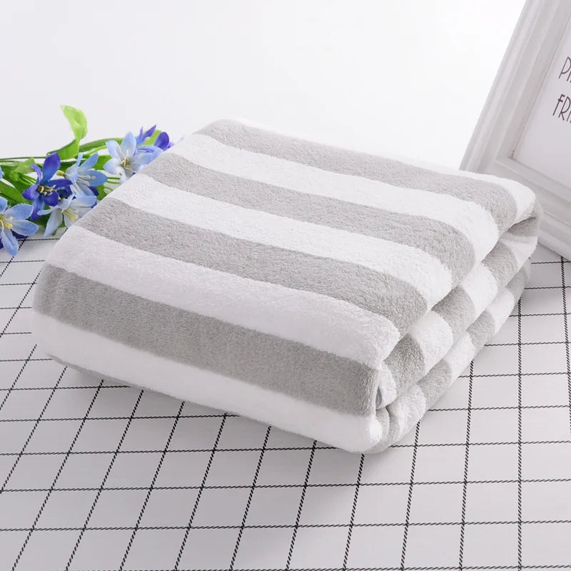 Absorbent Microfiber Stripe Bath Towel