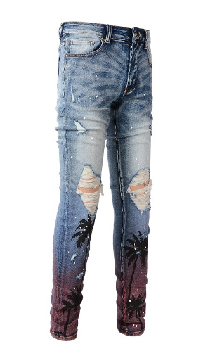 Artistic Paint Splash Torn Jeans - - jeans