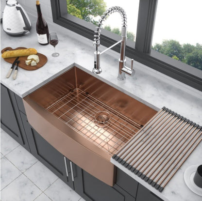 Rose Gold Stainless Steel Farmhouse Sink - - kitchen sink