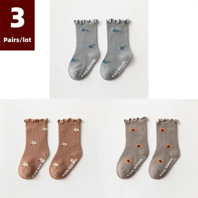 3 Pairs of Anti-Slip Childrens Socks - Kia Day Design