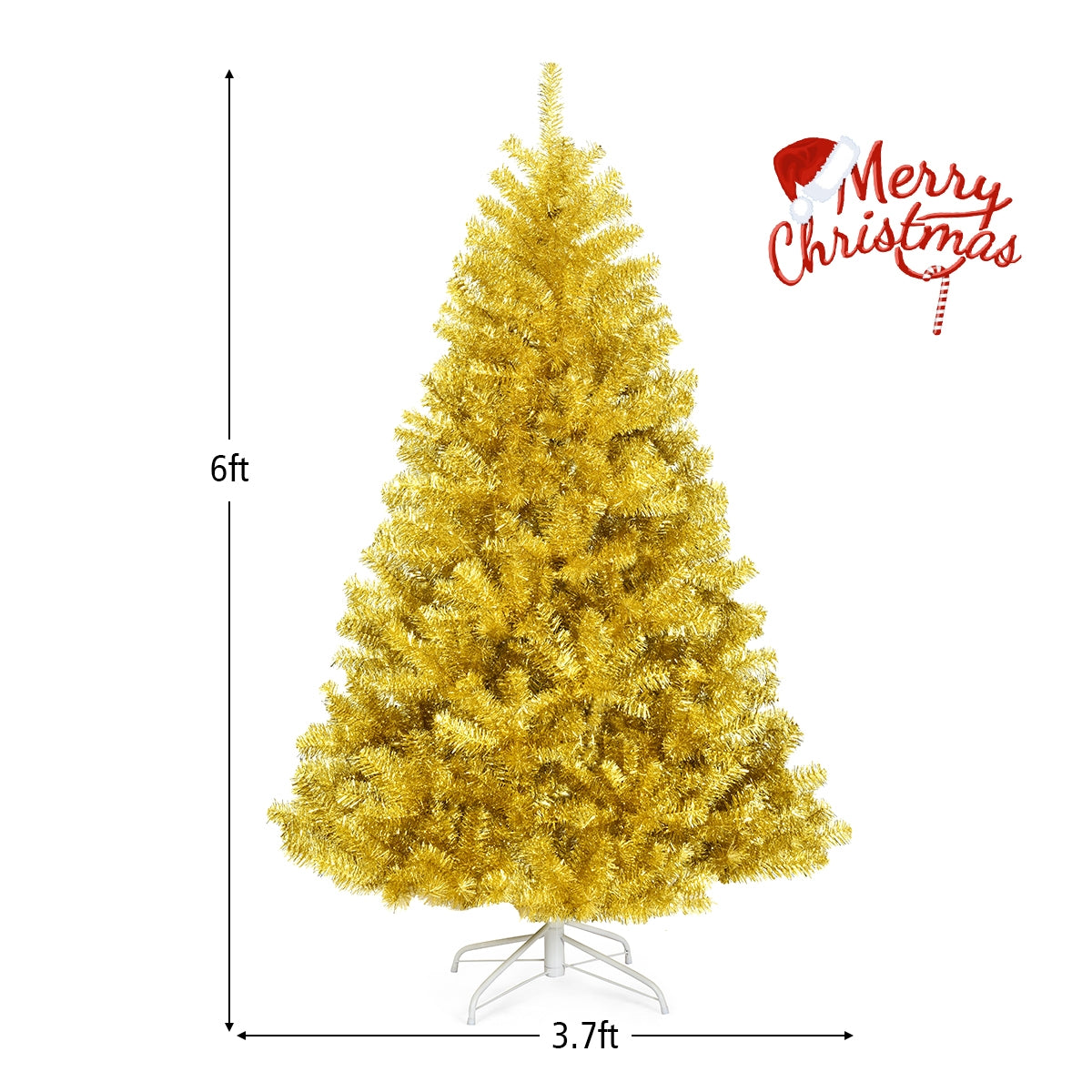 6/7.5 Feet Artificial Tinsel Christmas Tree Hinged with Foldable Stand - -